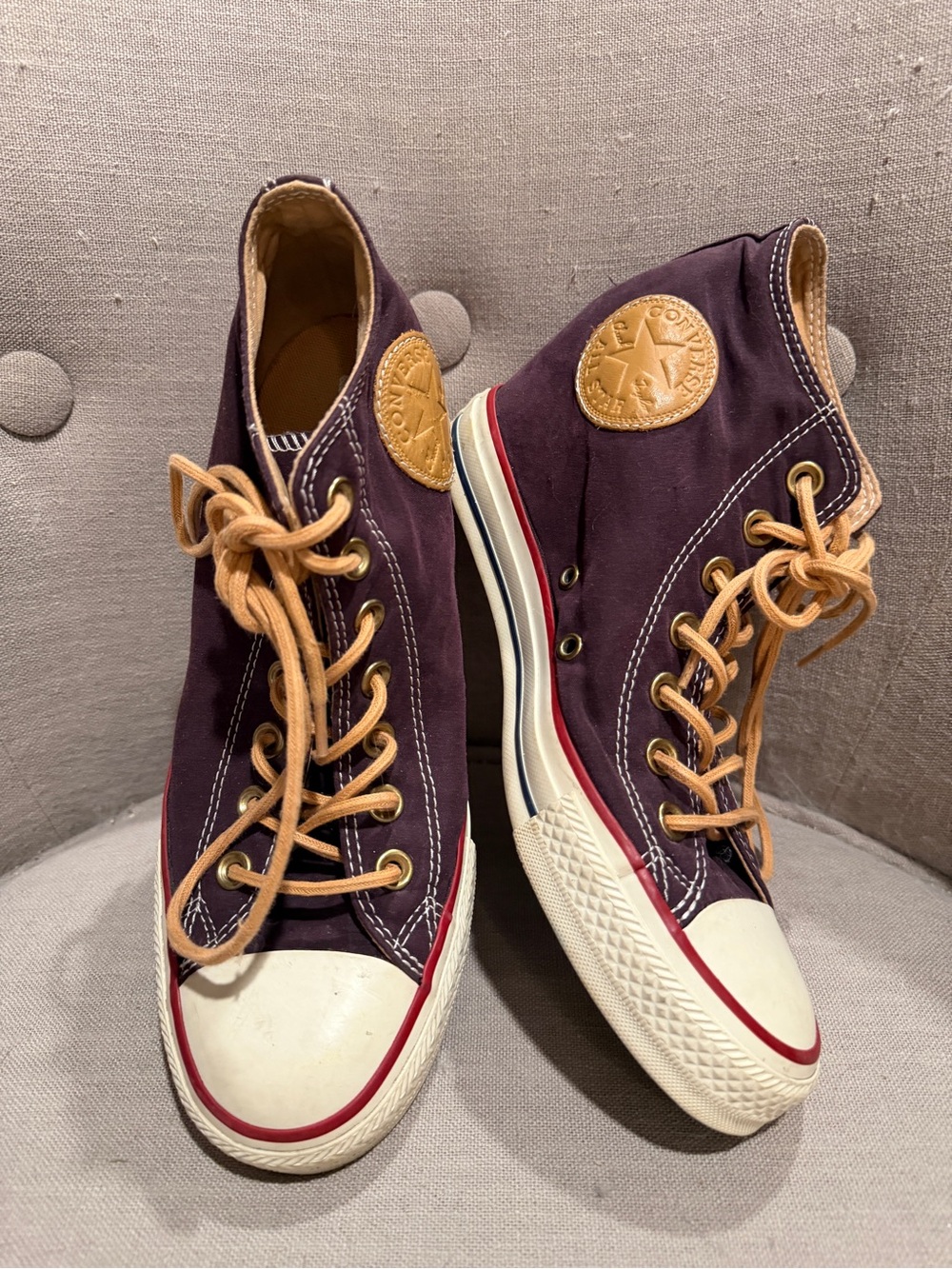 Converse Chuck Taylor All Star Lux Mid Wedge Sneakers Burgundy Purple Size 8.5